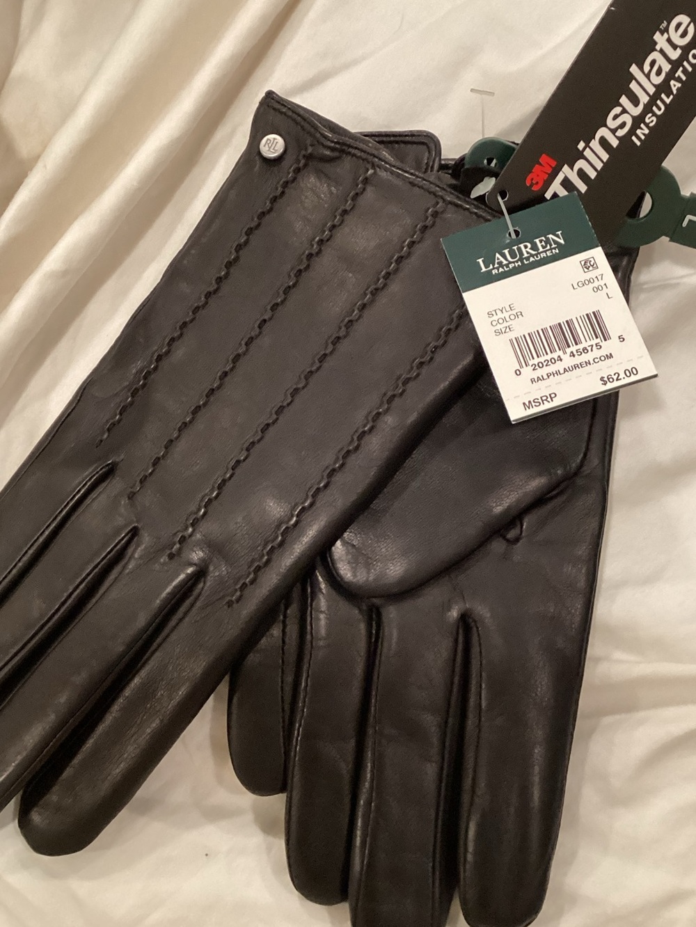 Lauren Ralph Lauren Black Leather Women's Gloves NWTS